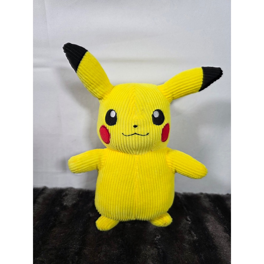 Pokemon Pikachu Corduroy Plush Yellow Stuffed Animal Toy 2022 Nintendo 8 Inch